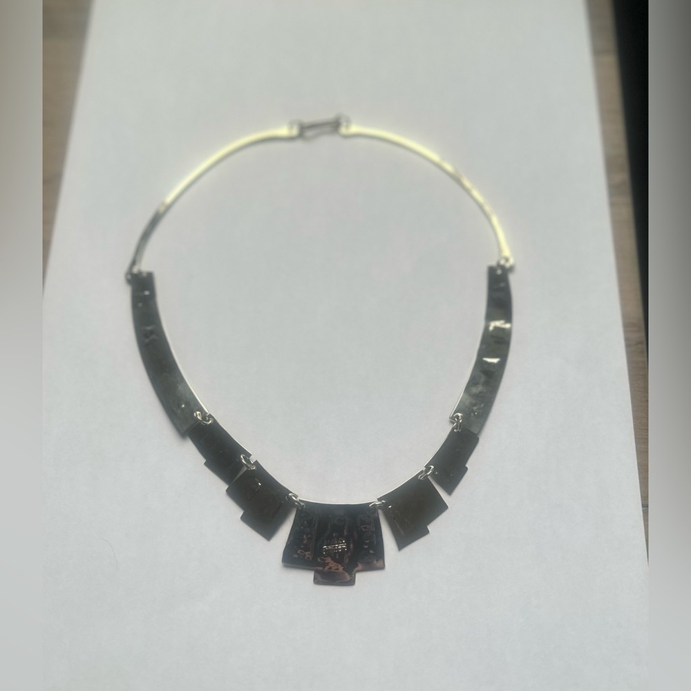 Vintage Abalone Taxco Mexican Alpaca Necklace (N140) - Picture 11 of 12